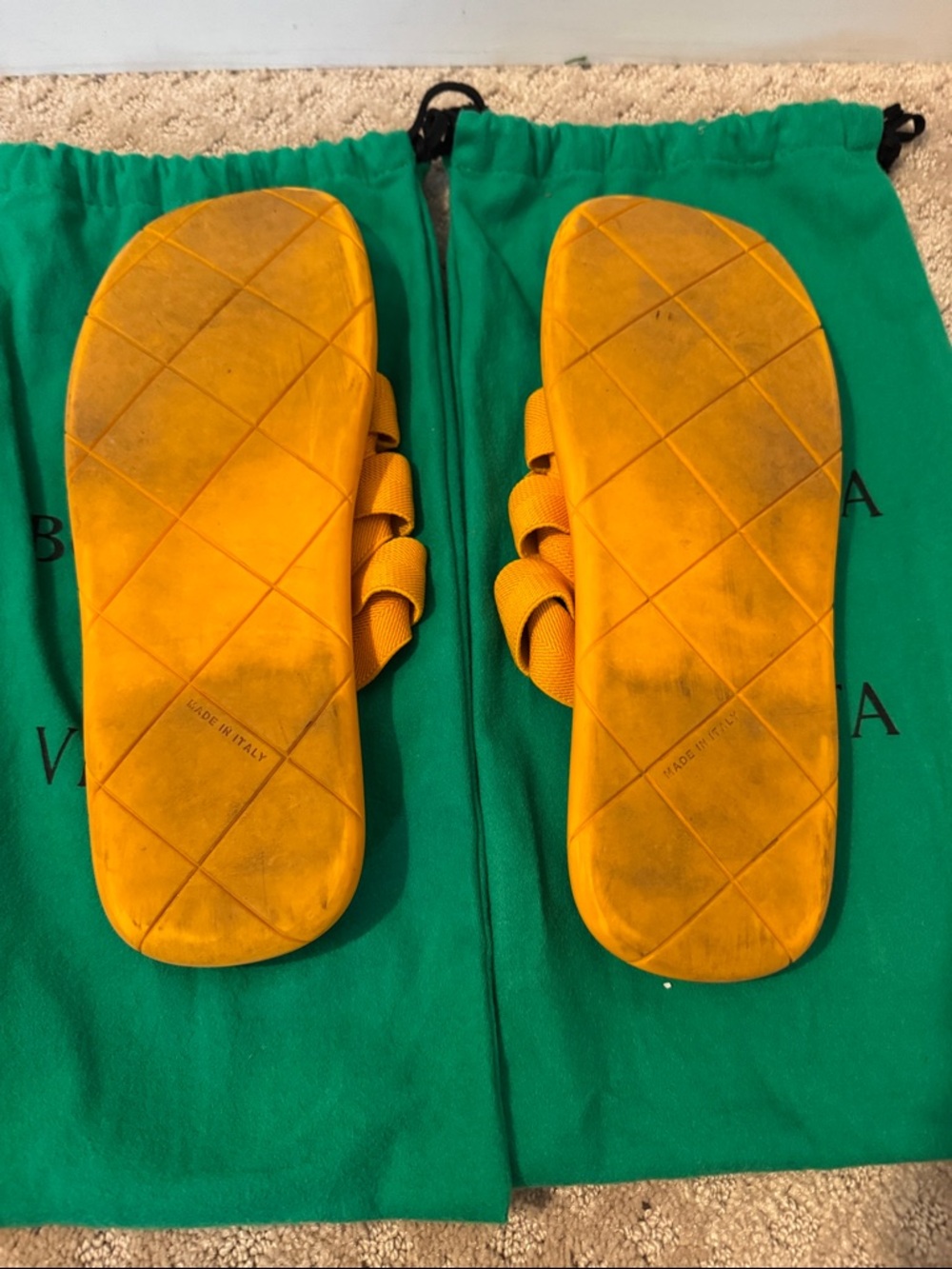 Bottega Veneta Orange Elastic Braided Slide Sandals - Picture 3 of 6